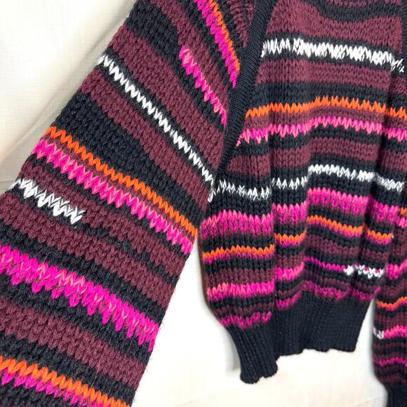 MOTHER Alpaca Blend Sweater Size XS Stripes Bell Sleeve Crop Sweater Chunky - Picture 4 of 12